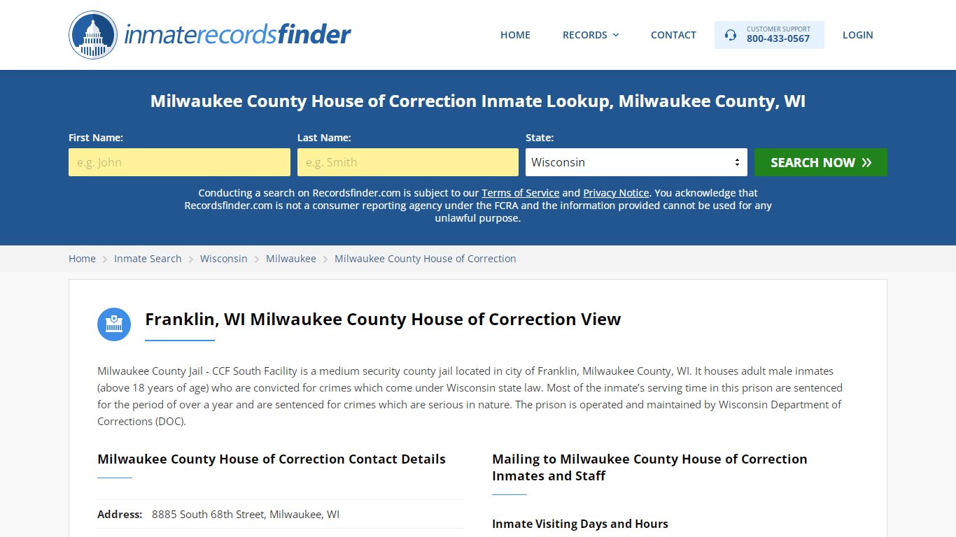 Milwaukee County House of Correction Roster & Inmate Search, Milwaukee ...